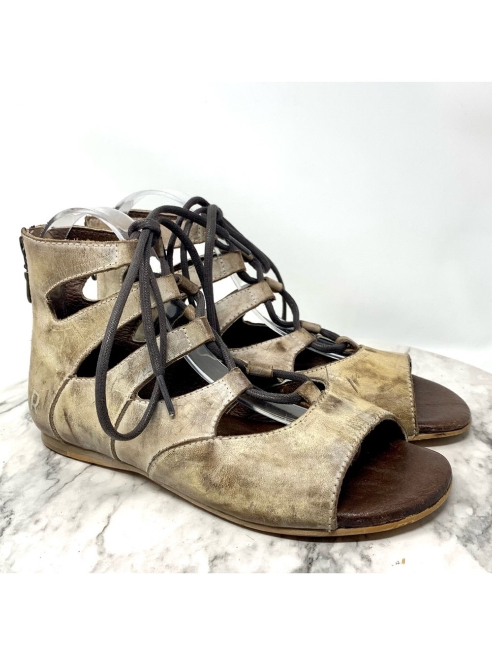 Roan By BedStu Winnie Lace Up Leather Sandals 7.5 Bohemian Moto Edgy Festival